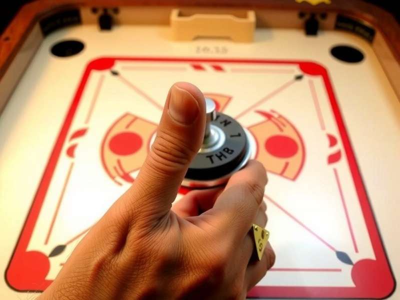 Carrom Turbo Blitz control guide showing finger drag mechanism for striker